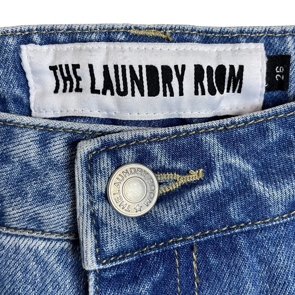 NWT The‎ Laundry Room Bell Bottom Jeans 26 70s Y2K Flare Distressed Boho - Picture 3 of 7
